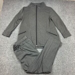 Amelline Womens Tracksuit Set Gray Full Zip Jacket and Elastic Waist Pants M